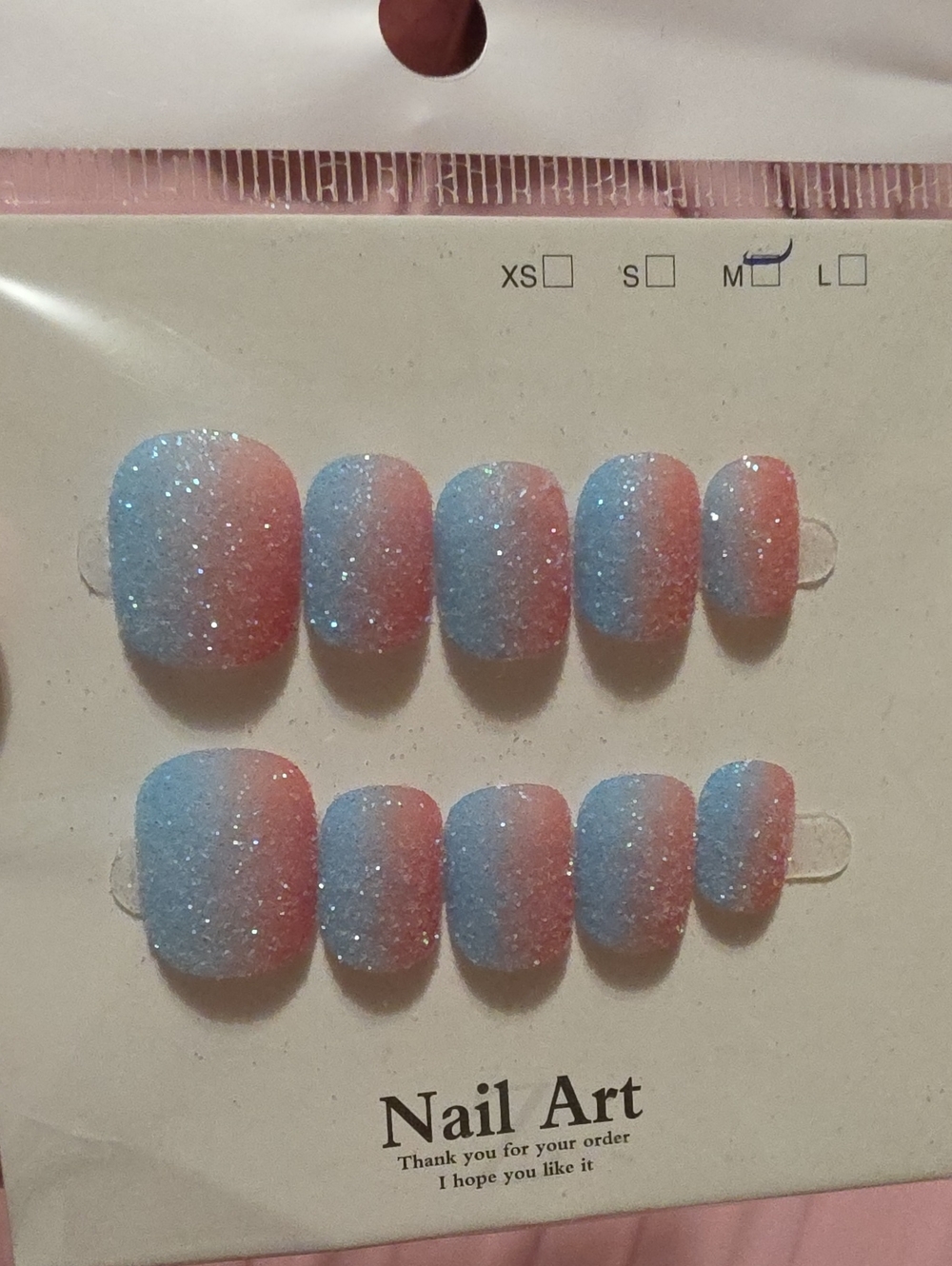 Glitter Ombre Press-On Nails - Pink & Blue